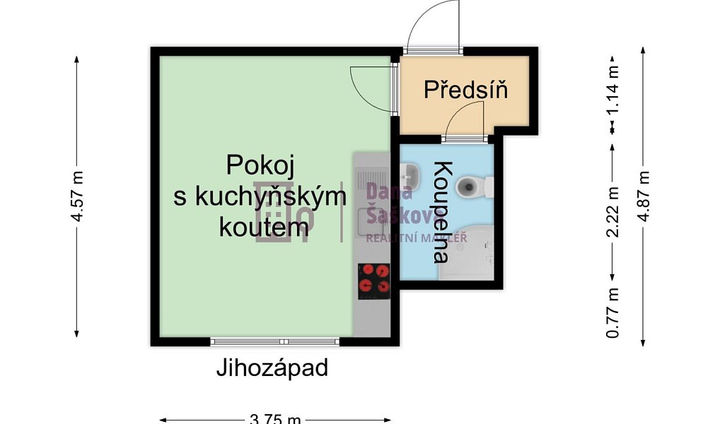 Pronájem bytu 1+kk 23 m², Jindřichův Hradec – náhled fotky 4
