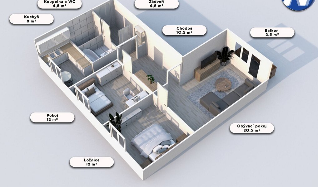 Prodej bytu 3+1 72 m², Prachatice – náhled fotky 2