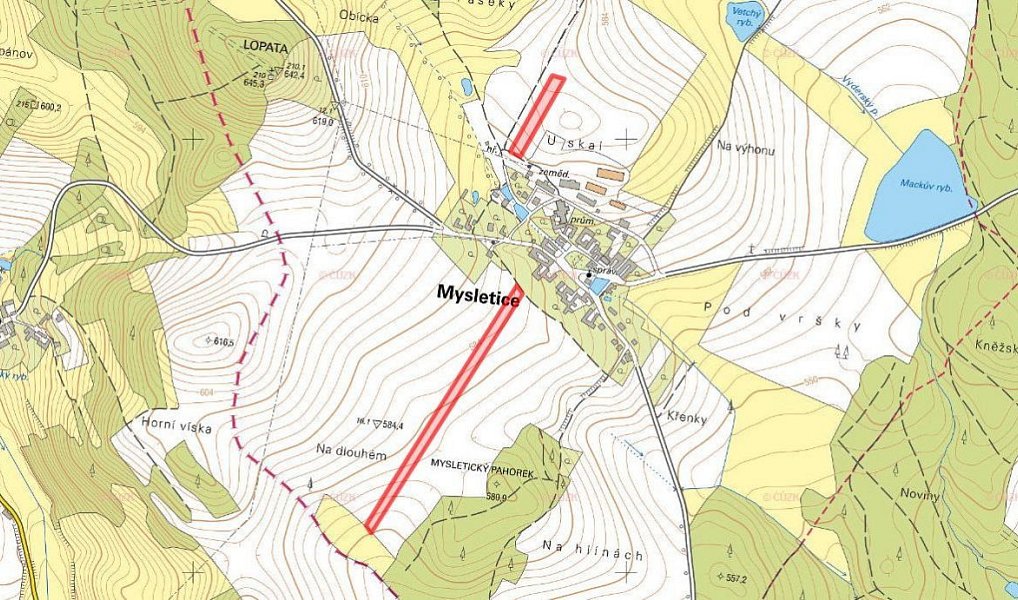 Prodej pole 19 259 m², Mysletice – náhled fotky 3