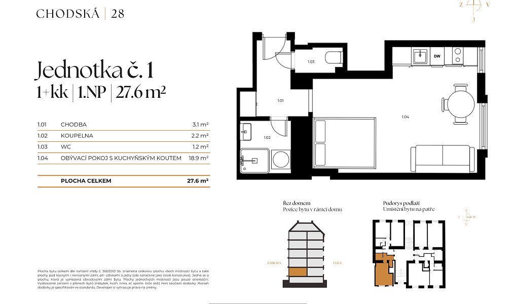 Prodej bytu 1+kk 28 m², Praha – náhled fotky 3
