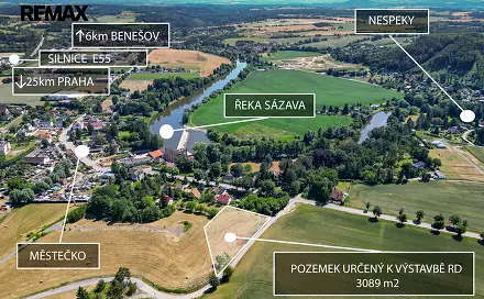 Prodej stavebního pozemku 3 089 m², Nespeky, okres Benešov