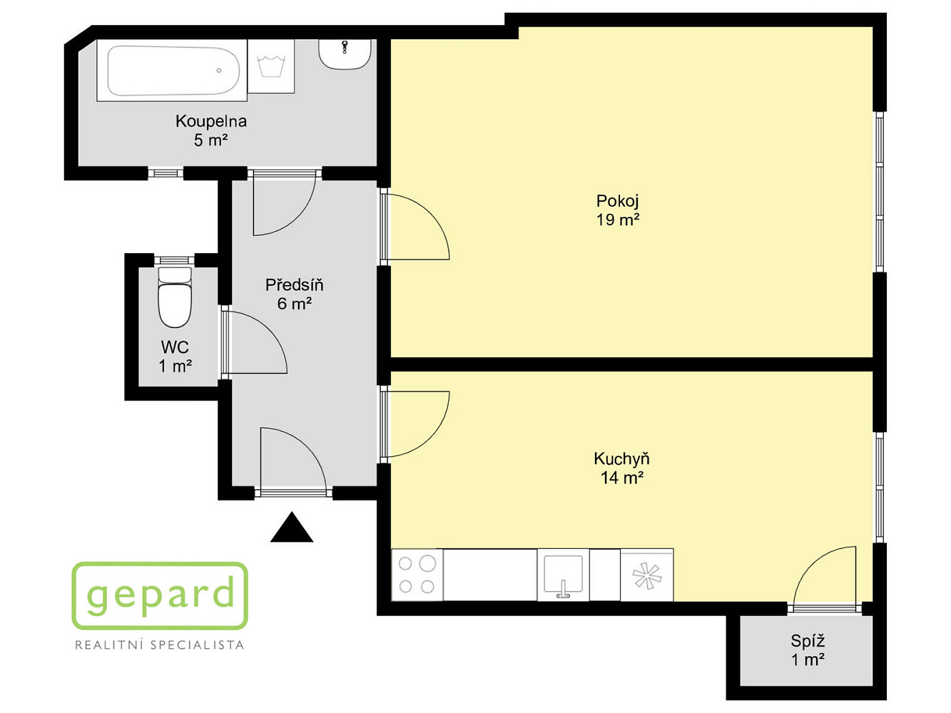 Pronájem bytu 2+kk 46 m² – fotografie 2