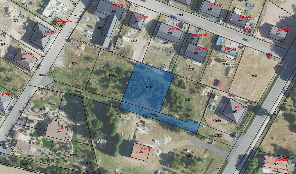 Prodej stavebního pozemku 1 262 m², Zavidov – náhled fotky 2