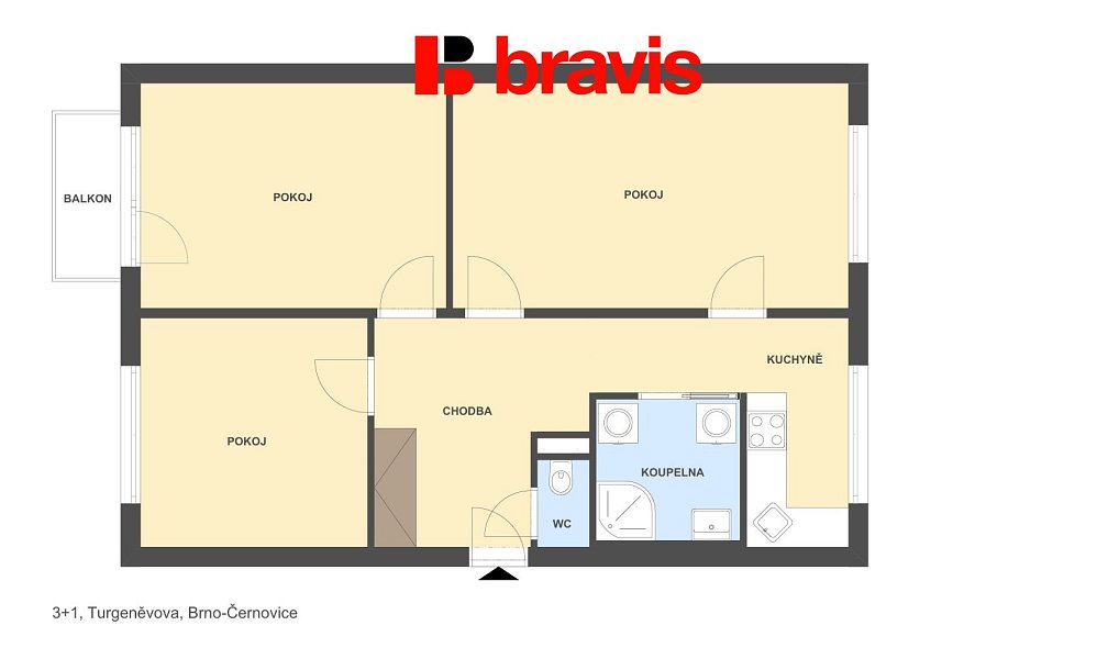 Pronájem bytu 3+1 75 m², Brno – náhled fotky 4