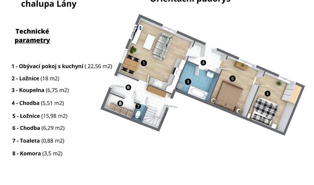 Prodej chaty/chalupy 79 m² s pozemkem 1 491 m², Lány – náhled fotky 6