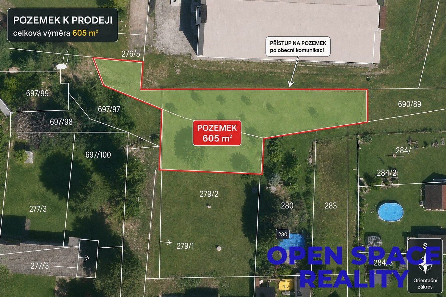 Prodej stavebního pozemku 605 m² – fotografie 3