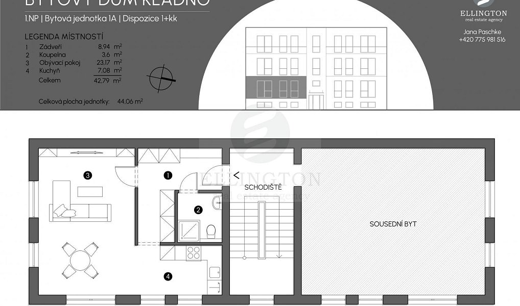 Prodej bytu 1+kk 43 m², Kladno – náhled fotky 9