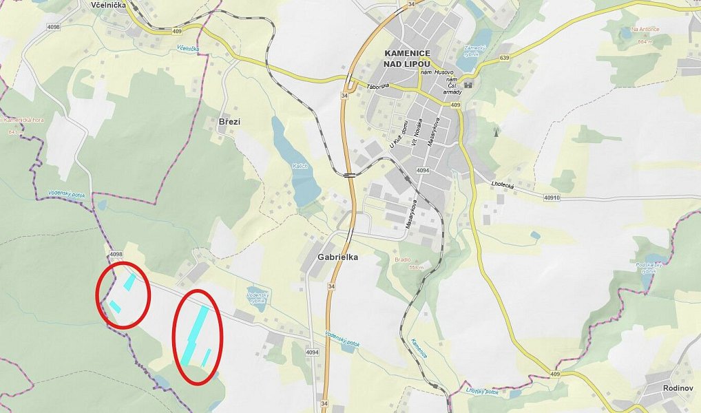 Prodej pole 29 406 m², Kamenice nad Lipou – náhled fotky 3