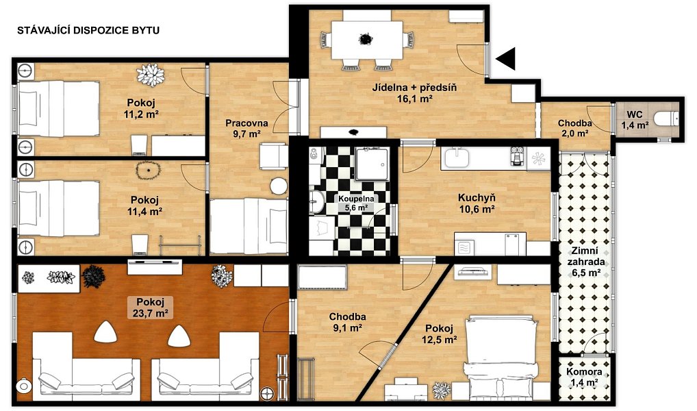 Prodej bytu 3+1 122 m², Praha – náhled fotky 4