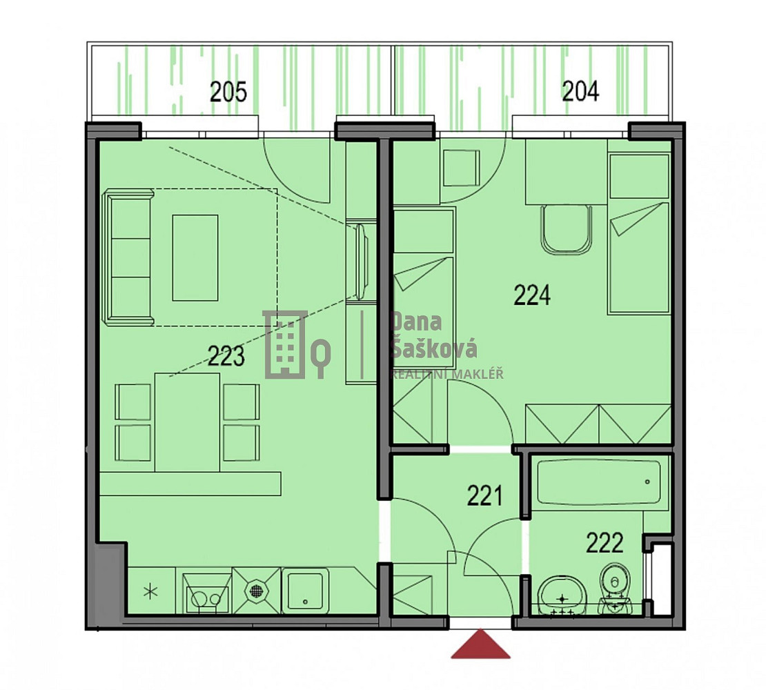 Pronájem bytu 2+kk 45 m² – fotografie 4