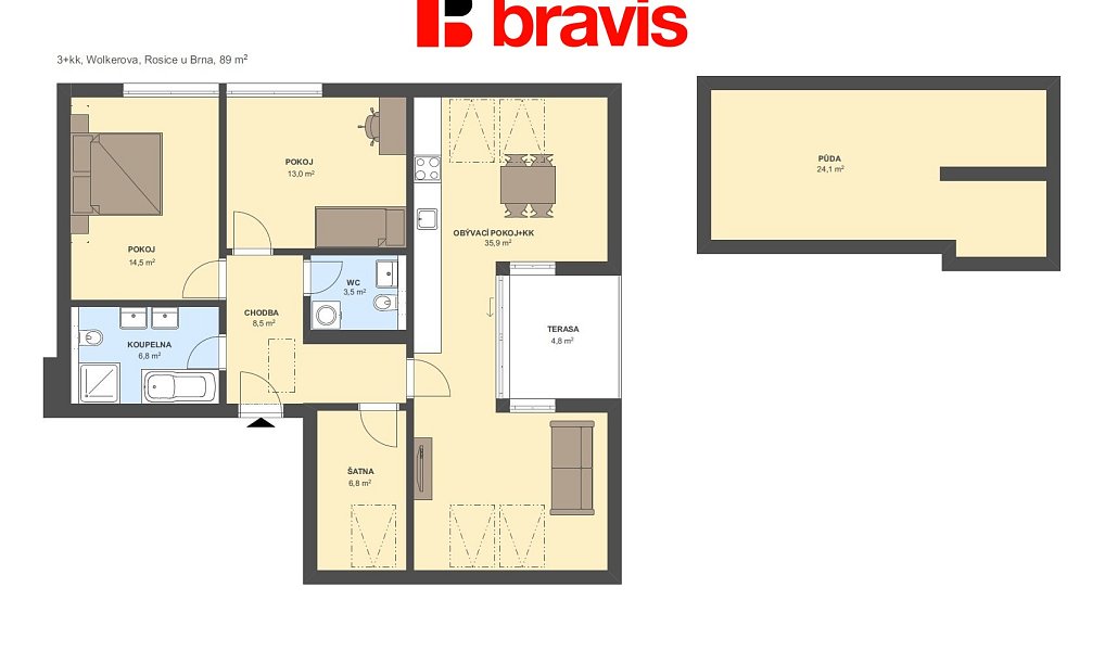 Pronájem bytu 4+kk 89 m², Rosice – náhled fotky 5