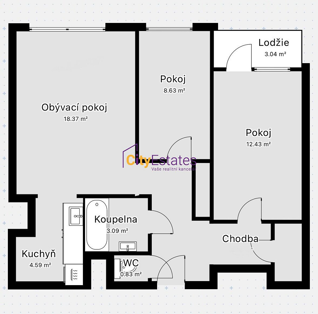 Pronájem bytu 3+kk 62 m² — photo 3