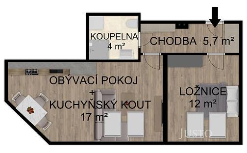 Pronájem bytu 2+kk 39 m², Soukenická, Bechyně, okres Tábor