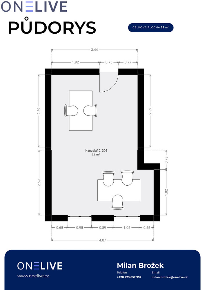 Pronájem kanceláře 22 m² – fotografie 3