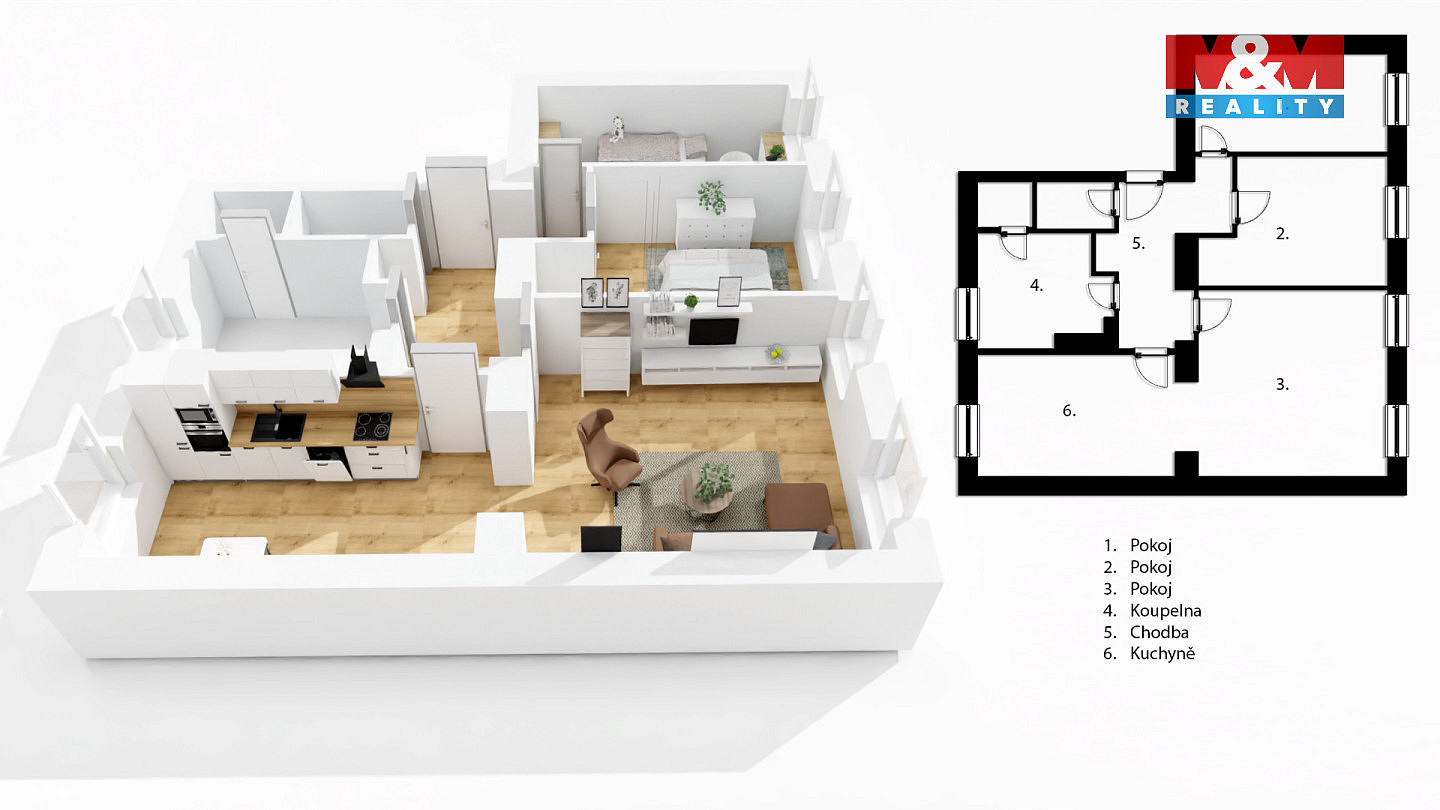Prodej bytu 3+1 72 m² – pohled 2
