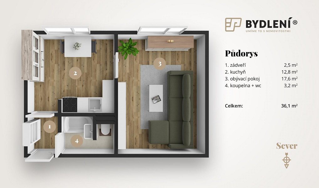 Prodej bytu 2+kk 36 m², Chomutov – náhled fotky 2