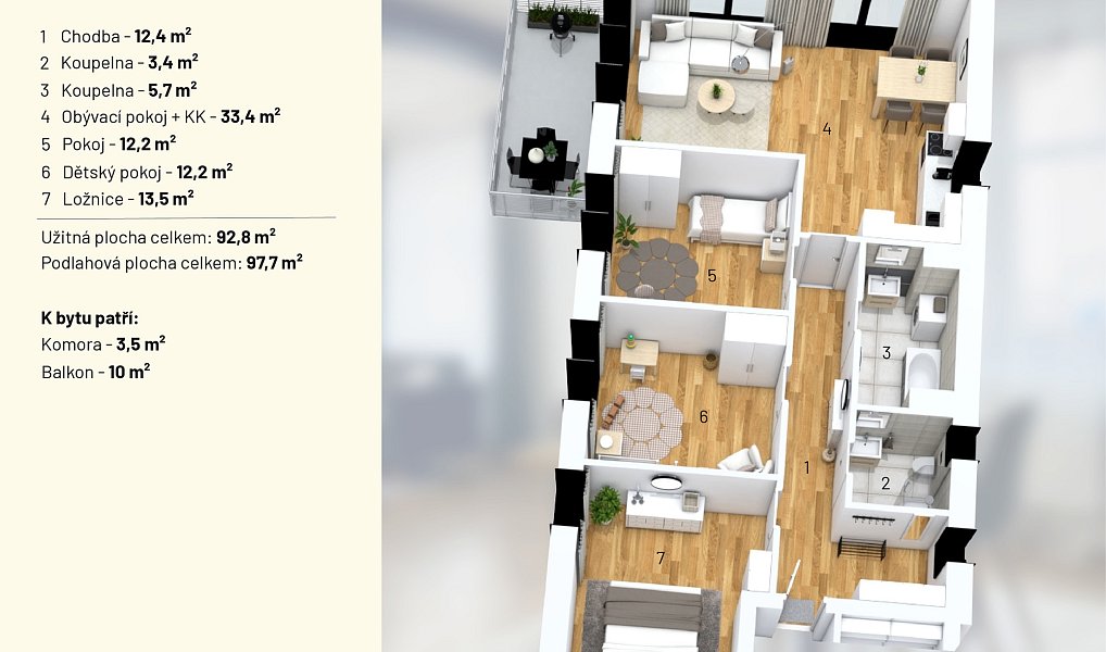 Prodej bytu 4+kk 98 m², České Budějovice – náhled fotky 2