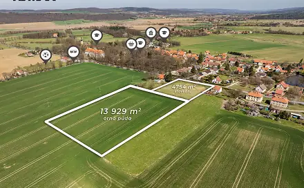 Prodej stavebního pozemku 18 142 m², Skřipel, okres Beroun