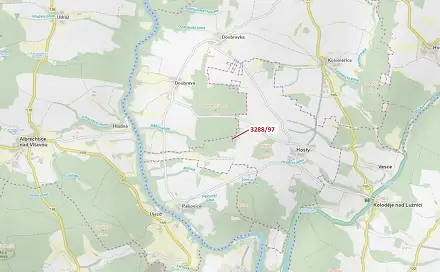 Dražba lesa 1 729 m², Hosty