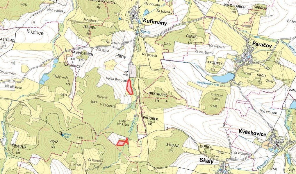 Prodej pole 7 564 m², Kuřimany – náhled fotky 2