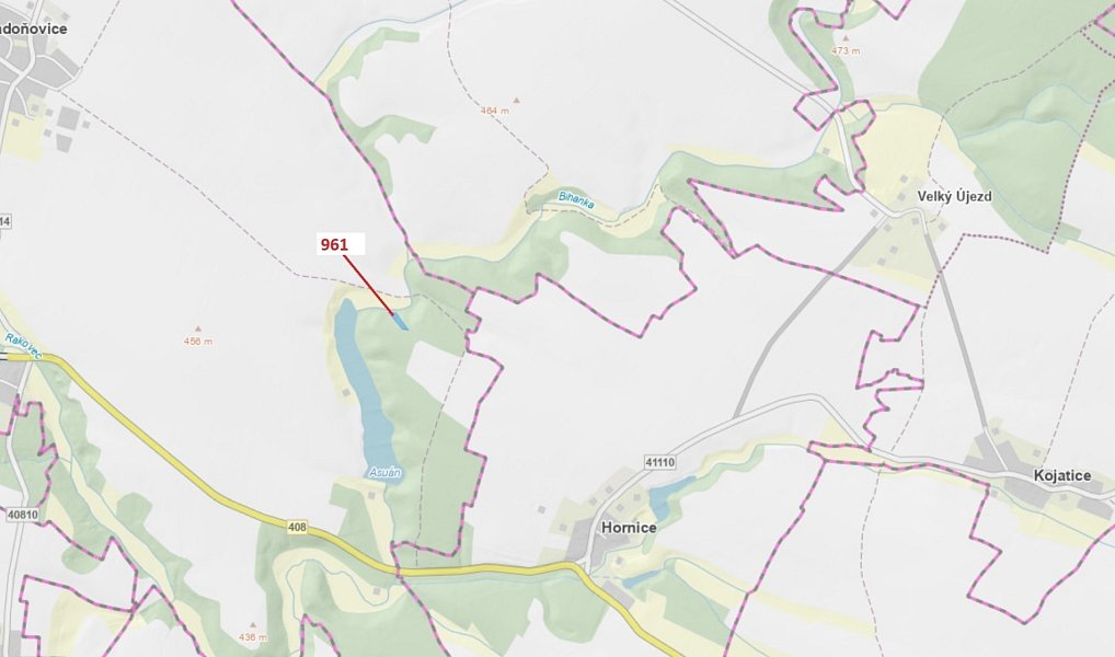 Dražba lesa, 961 m², Třebíč, Hornice