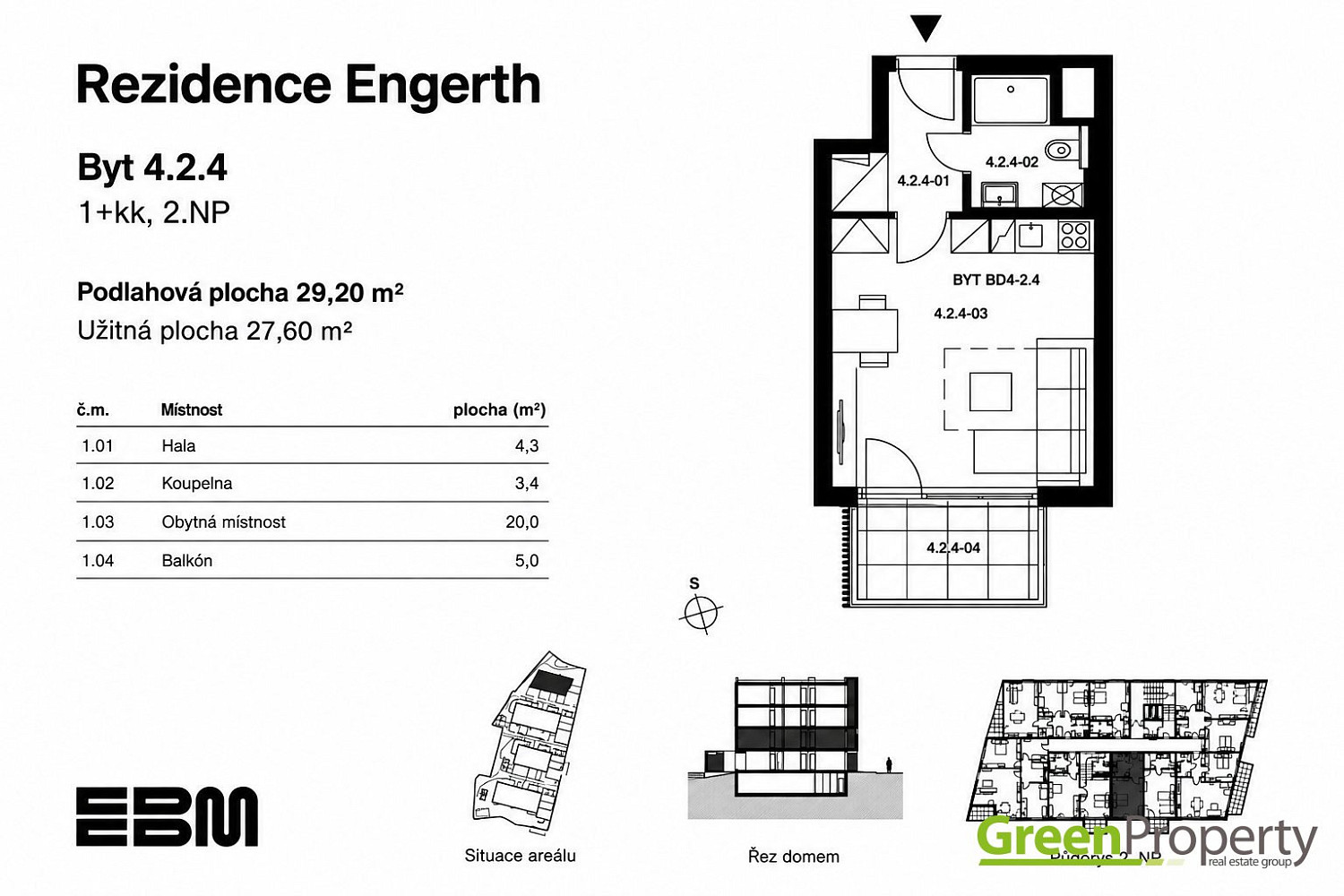Pronájem bytu 1+kk 28 m² – fotografie 3