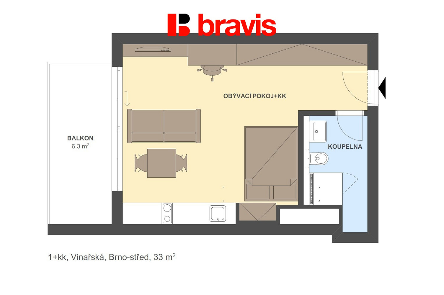 Pronájem bytu 1+kk 33 m² — photo 5
