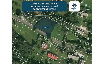 Prodej stavebního pozemku 1 128 m², Horní Brusnice, okres Trutnov