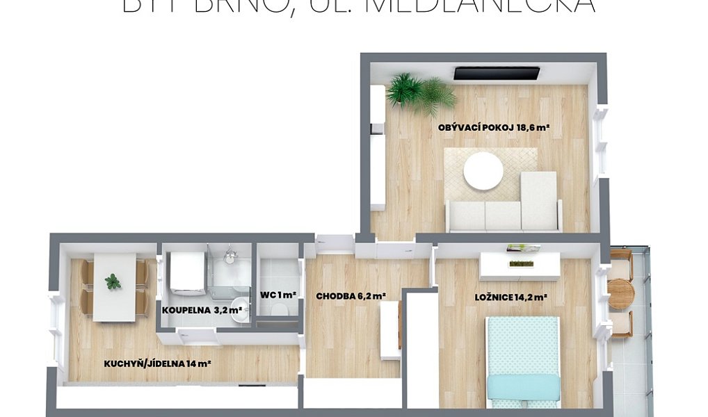 Pronájem bytu 2+1 57 m², Brno – náhled fotky 14