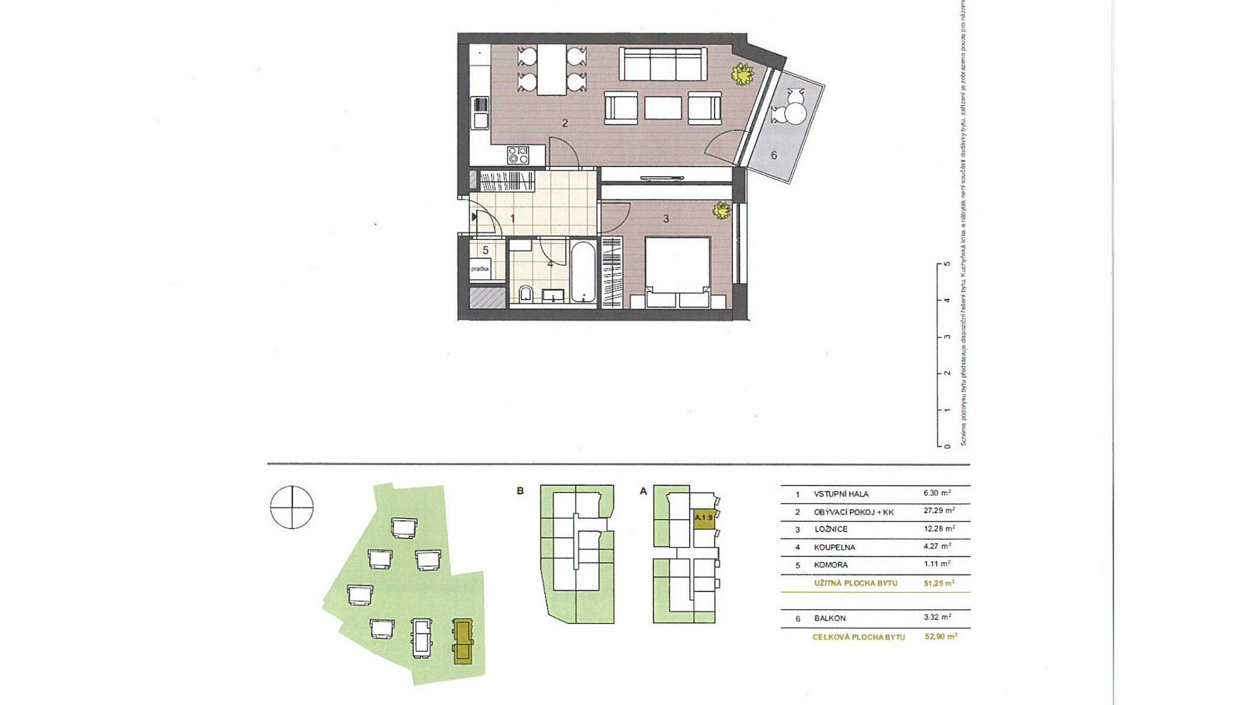 Pronájem bytu 2+kk 53 m² – pohled 5