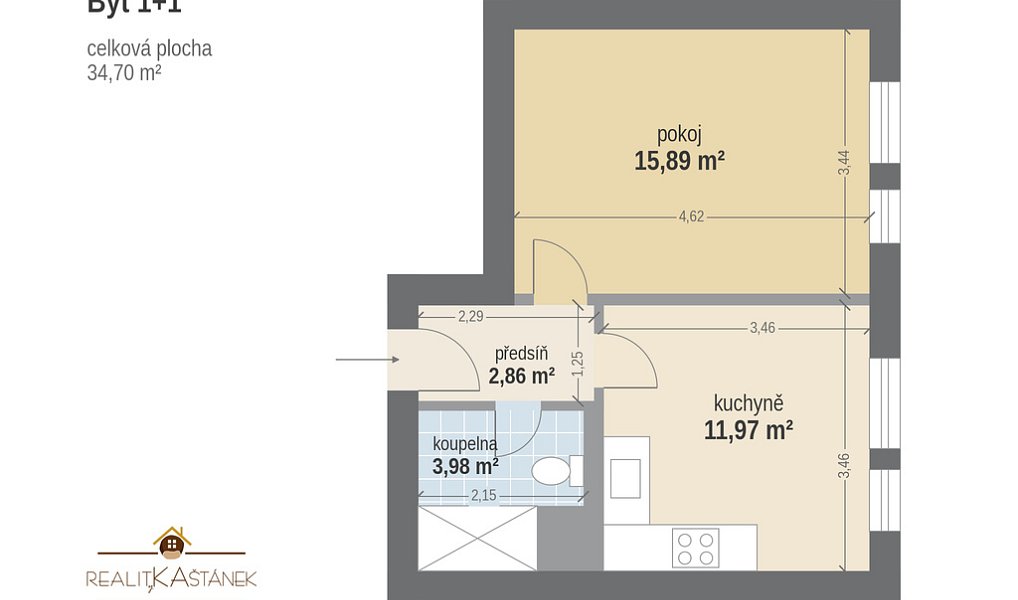 Prodej bytu 1+1 38 m², Liberec – náhled fotky 3