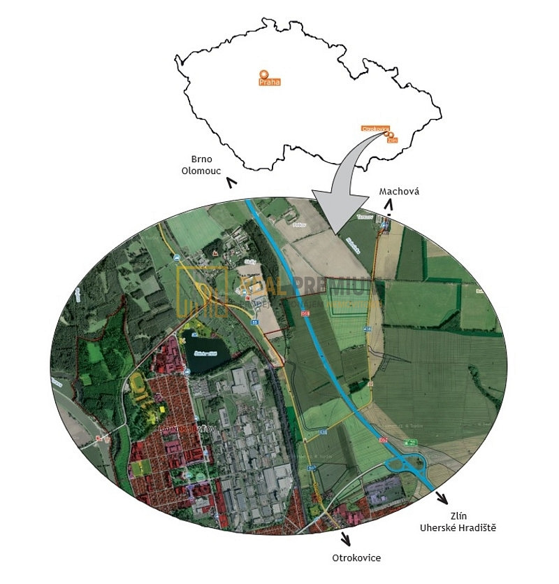 Prodej komerčního pozemku 96 599 m², Otrokovice