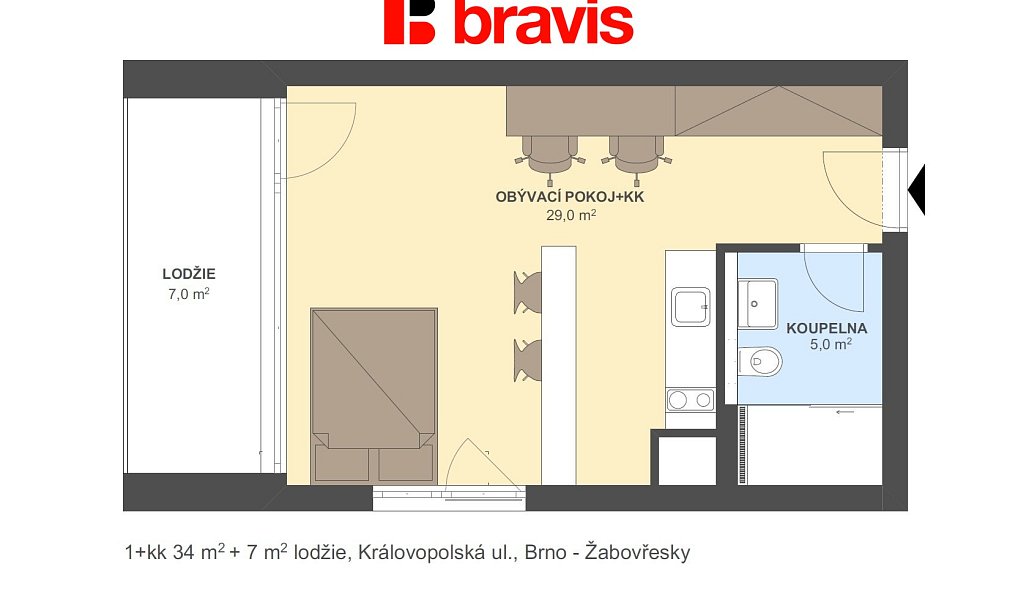Pronájem bytu 1+kk 34 m², Brno – náhled fotky 5