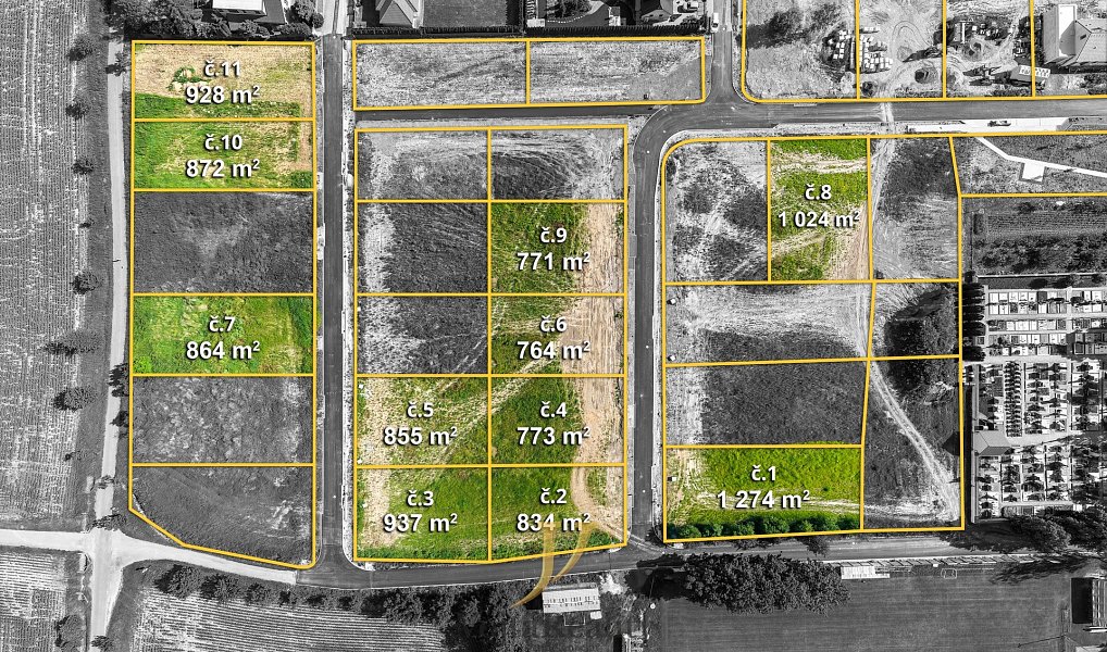 Prodej stavebního pozemku 928 m², Majetín – náhled fotky 4