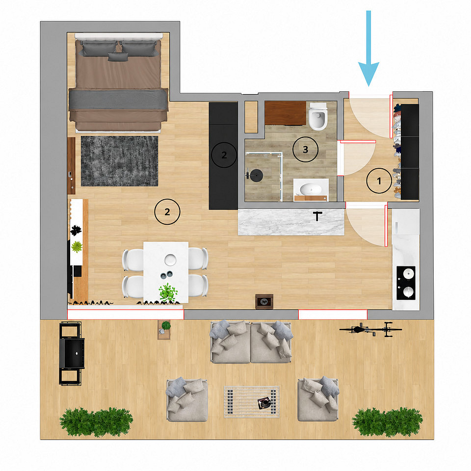 Pronájem bytu 1+kk 58 m² – fotografie 2
