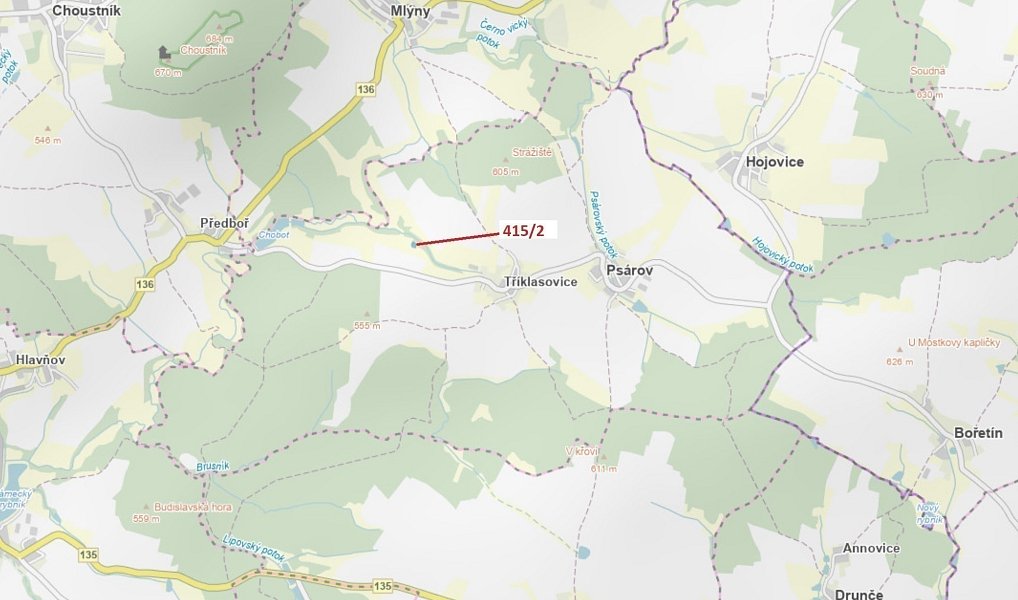 Dražba lesa, 1251 m², Tábor, Mlýny