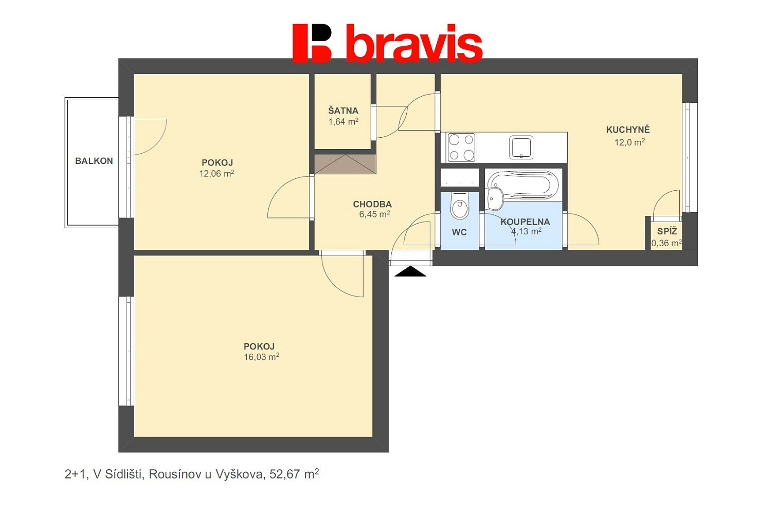 Prodej bytu 2+1 53 m² – fotografie 5