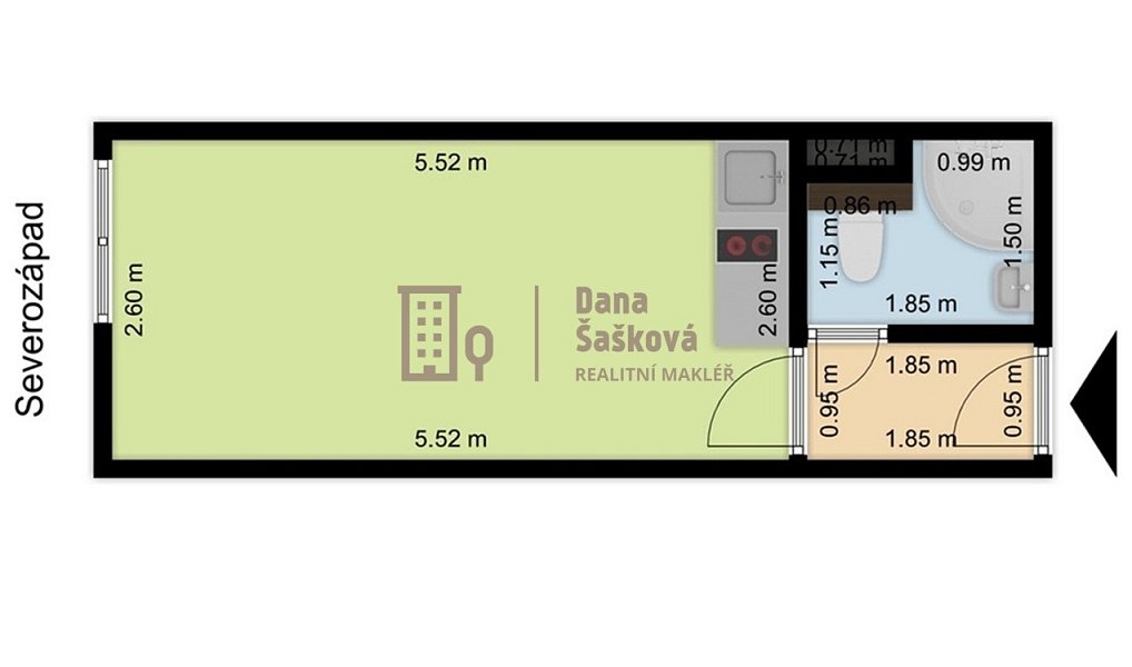 Pronájem bytu 1+kk 20 m², Jindřichův Hradec – náhled fotky 4