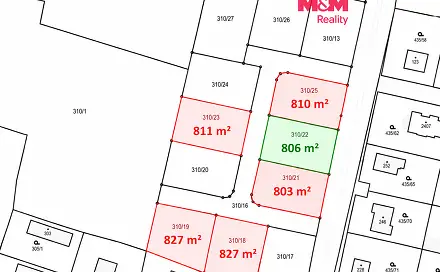 Prodej stavebního pozemku 806 m², Kosořice, okres Mladá Boleslav