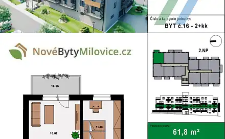 Prodej bytu 2+kk 57 m², Sportovní, Milovice - Mladá, okres Nymburk