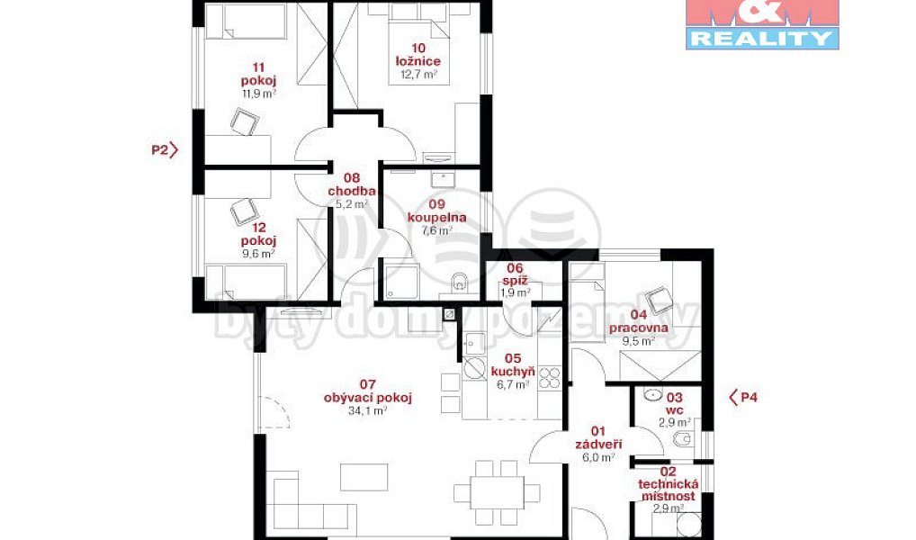 Prodej domu 111 m² s pozemkem 628 m², Krušovice – náhled fotky 3
