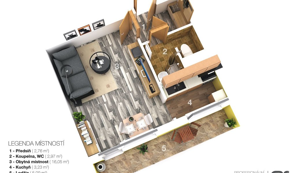 Pronájem bytu 1+kk 32 m², Kladno – náhled fotky 3