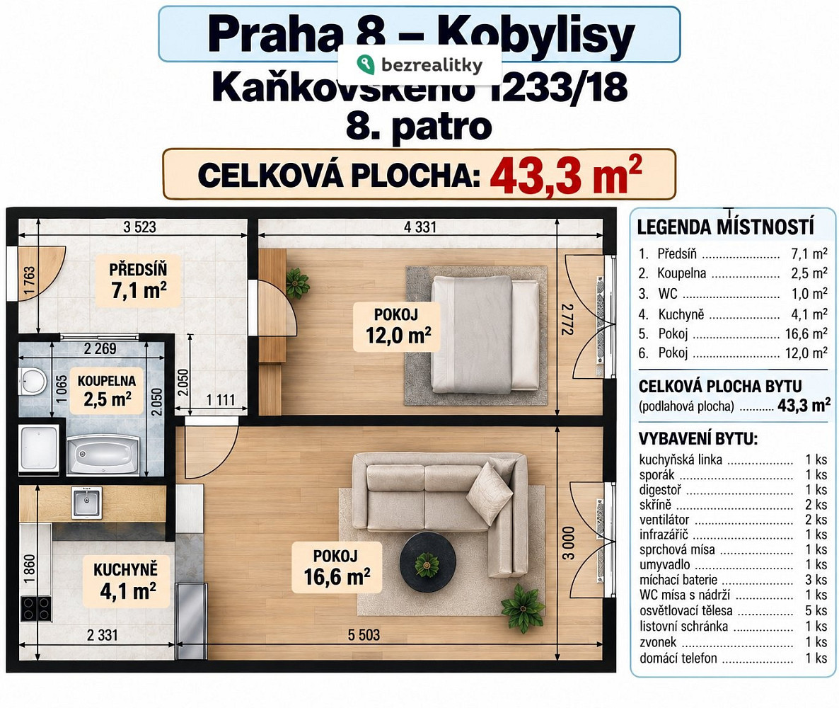Prodej bytu 2+kk 43 m²