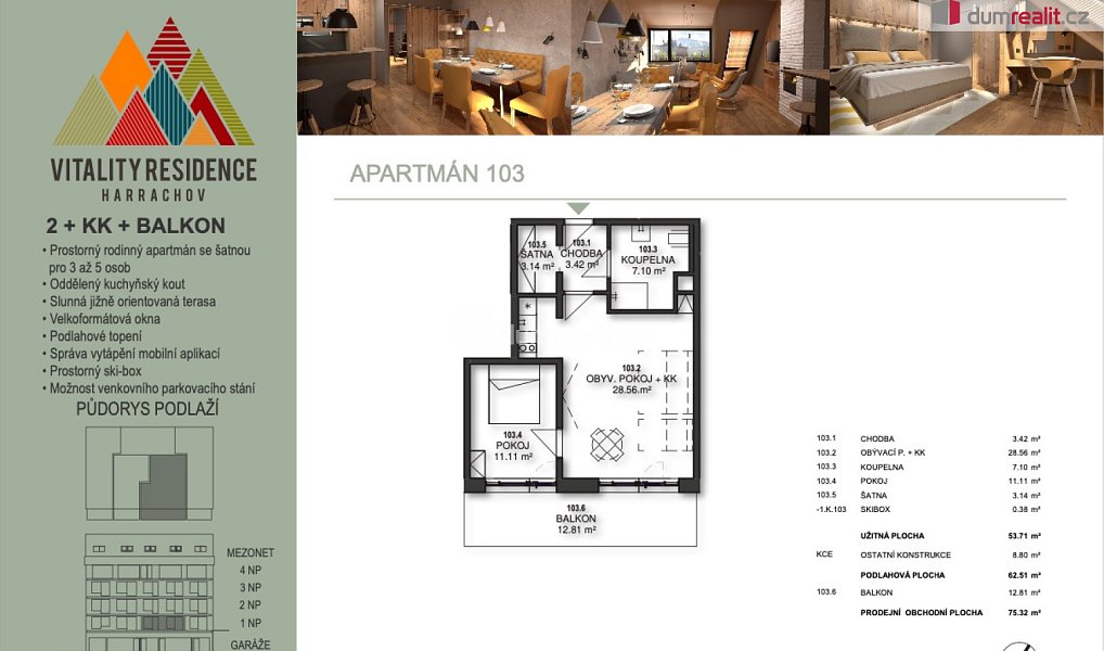 Pronájem bytu 2+1 57 m², Harrachov – náhled fotky 2