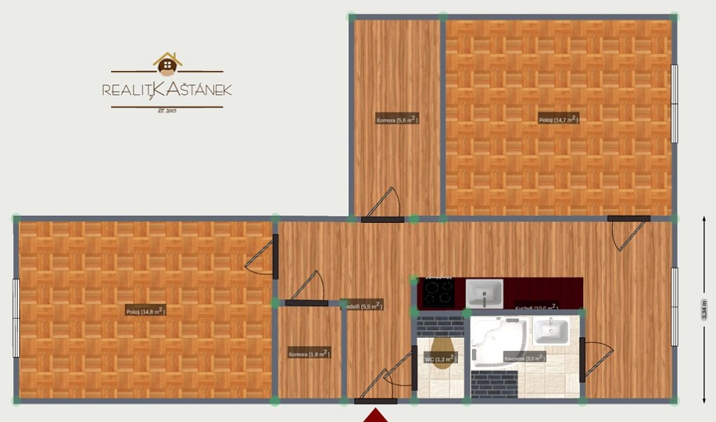 Pronájem bytu 2+1 61 m², Liberec – náhled fotky 2