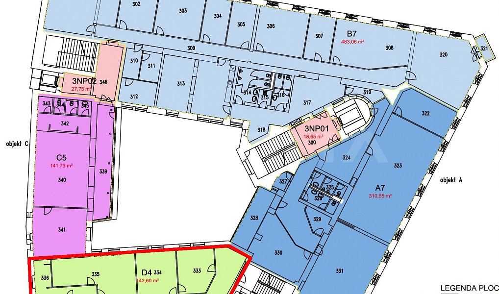 Pronájem kanceláře 218 m², Praha – náhled fotky 3