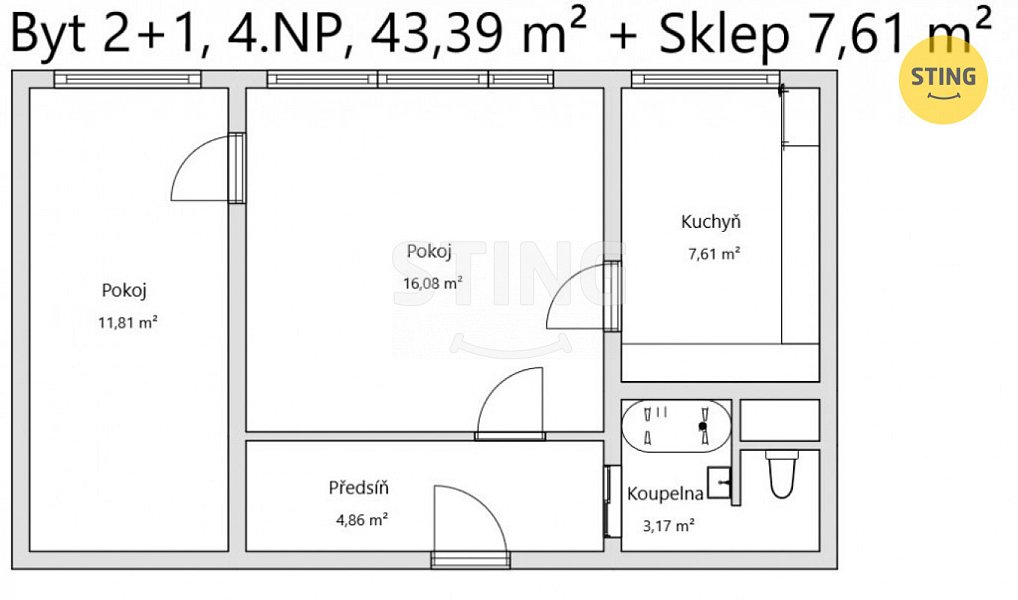Prodej bytu 2+1 44 m², Uherské Hradiště – náhled fotky 6