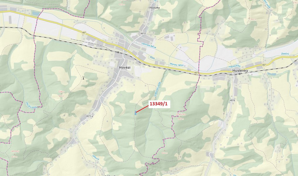 Dražba louky, 1868 m², Vsetín, Hovězí