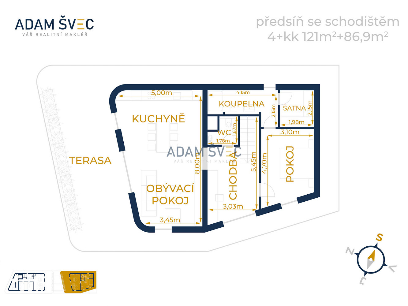 Pronájem bytu 4+kk 121 m² - Widok 2
