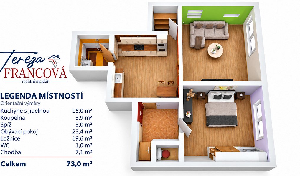 Pronájem bytu 2+1 73 m², Prostějov – náhled fotky 3